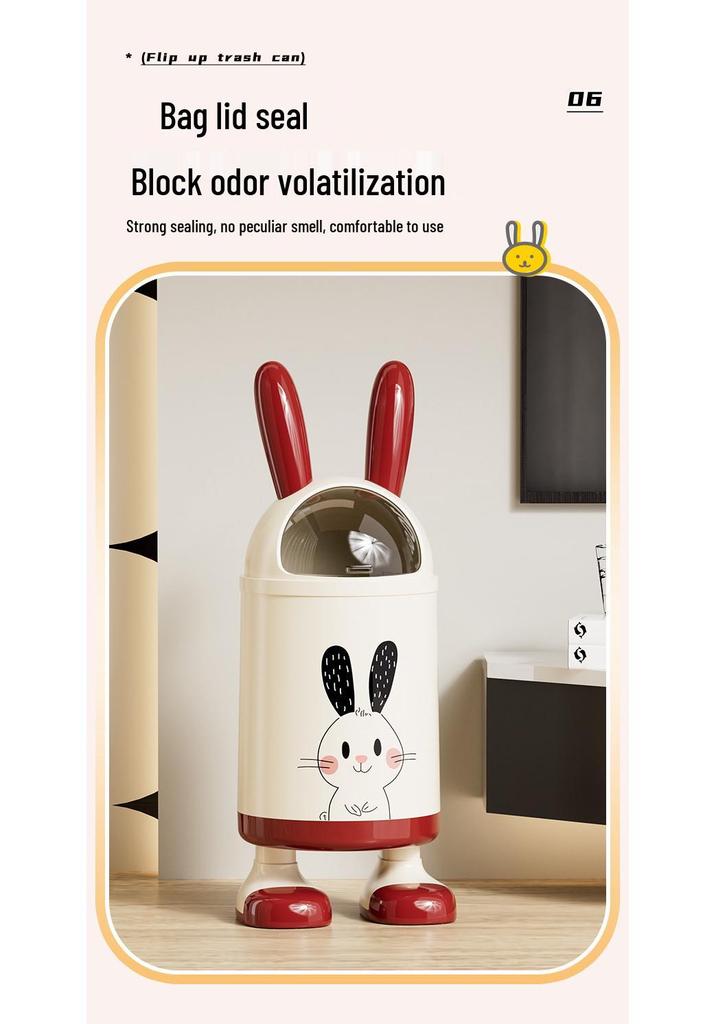 Cute Rabbit Ear Trash Can for Home, Bedroom, Living Room, or Coffee Shop