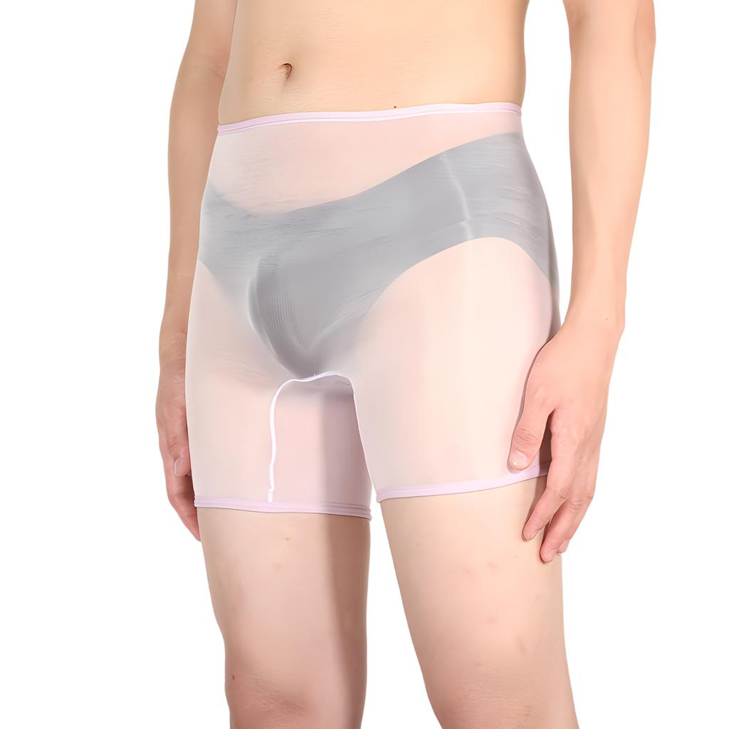 Mens Sheer Boxer Shorts Mid Waist Lingerie Underwear Erotic Roleplay Nightclub Provocative Clubwear