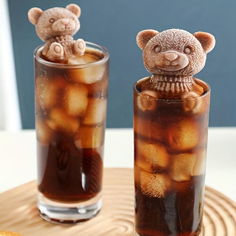 1pc-Silicone ice cube mold, 3D bear shaped bear ice cream mold, family bar party whiskey ice cube box mold