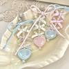 1Pc Korean Ins Cute Heart Bow Beaded Phone Lanyard Kawaii Girl Phone Case CCD Pendant Decoration Key Chain Backpack Charm Strap