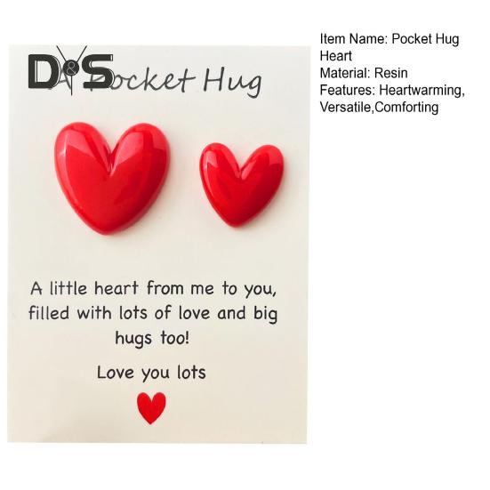 Pocket Hug Heart with Greeting Cards Long Distance Relationship Gift for Mom Wife Little Heart Pocket Hug Token for Valentine's Day Christmas