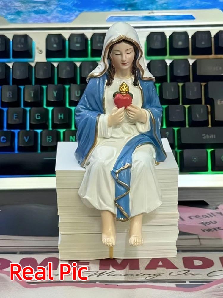 

Mini Jesus Figurine With Inspirational Sign Small Miniature Craft For Car Dashboard, Resin Statue, Christian Gift, Desk Decor 6cm