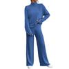 Casual Two-Piece Knitted Set with High Neck and Ribbed Texture for Autumn and Winter
