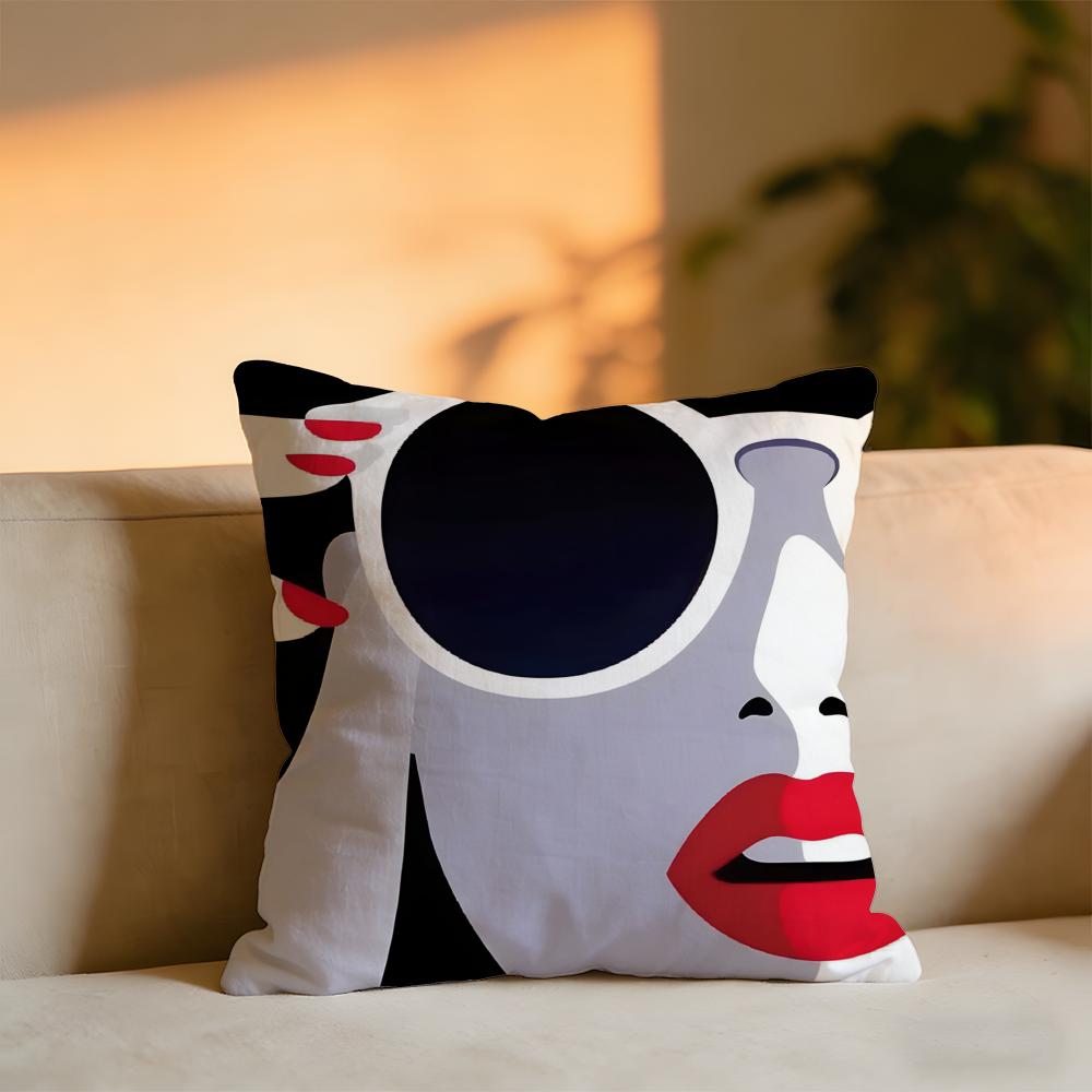 Stile Pop Ragazza Moderna Creatività Moda Copricuscino Velluto Accogliente Cuscino da Lancio Morbido Caldo per Divano Letto