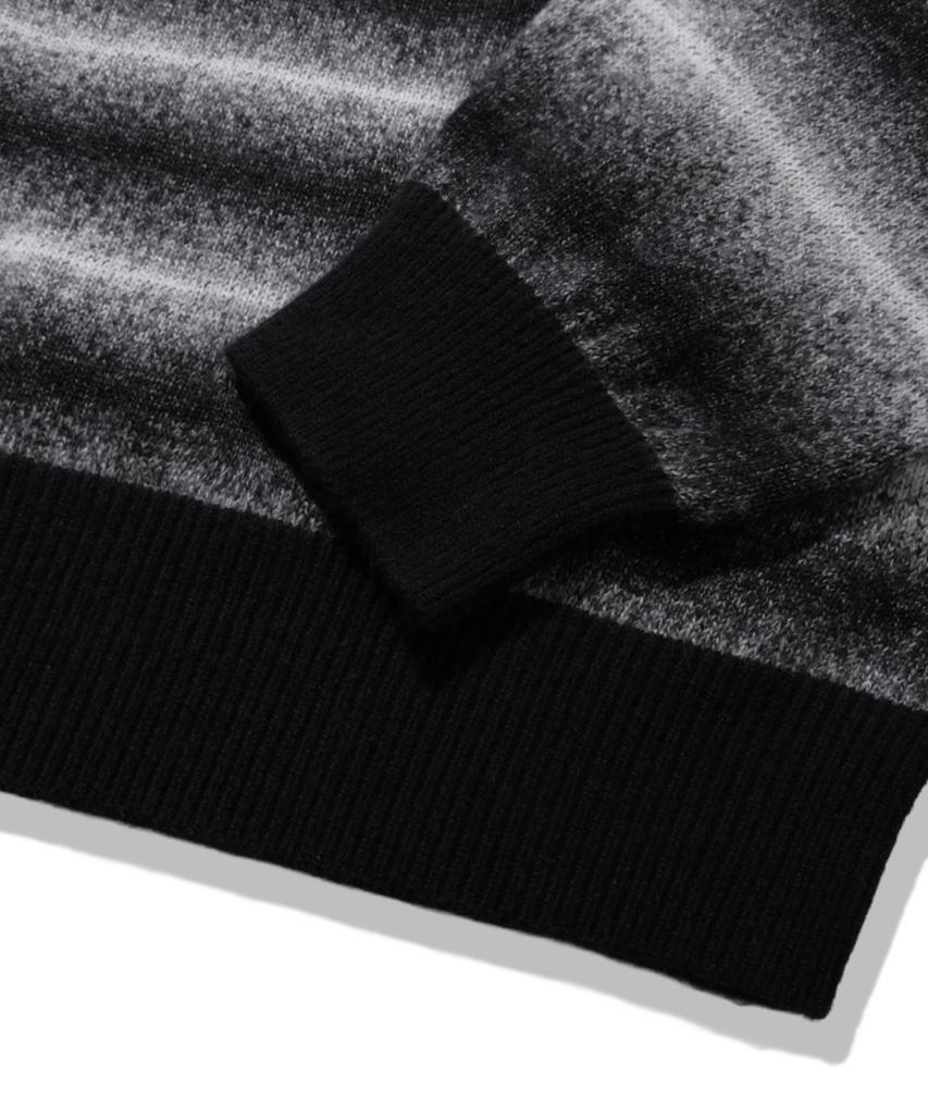 TRILLION Washable Gradient Stripe Crewneck Knit_Black