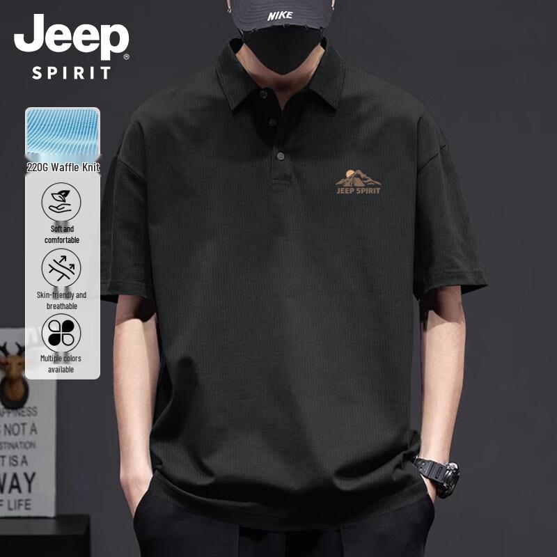JEEP SPIRIT Men's Waffle Knit Polo Shirt
