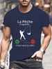 Fishing Calls Me I Must Go Print Men T Shirt Fisherman Summer Short Sleeve T-shirts Tops Men's French T-shirt Dad Tee Tops Gifts
