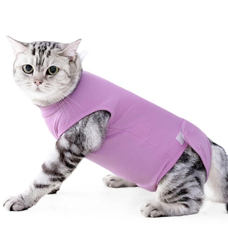 Comfortable Cats Recovery Suit MultiPurpose Elastic Breathable Post Surgical Suit for Post Operative Care Lickprevent S фиолетовый