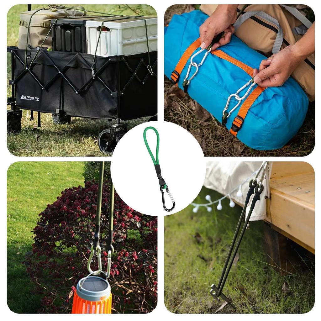 PAVIKE Bungee Cord [Set of 4] Camping Tent Cord Rubber