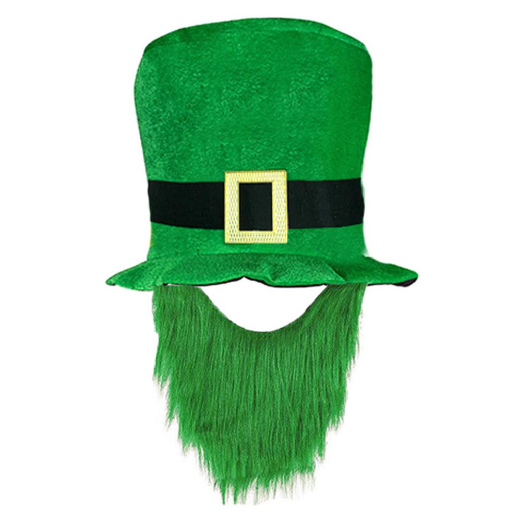 St Patrick Day Celebration Beard Hat Festival Theme Party Green Cowboy Hat Shamrock Clover Top Hat Irish Accessories