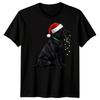 Black Labrador Dog Christmas Holidays Unisexs Unisexs Graphic Tee Santa Hat Lights