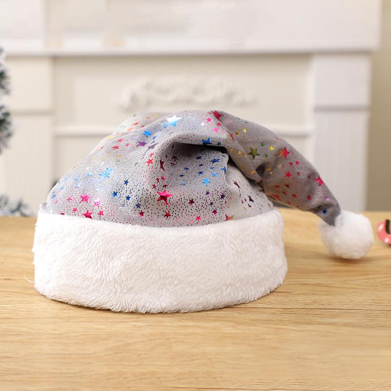 Star Christmas Hat Gold Stamping Soft Plush Red Eve New Year Gift Child Kid Adult Christmas Ornaments Party Outfit Xmas 2026