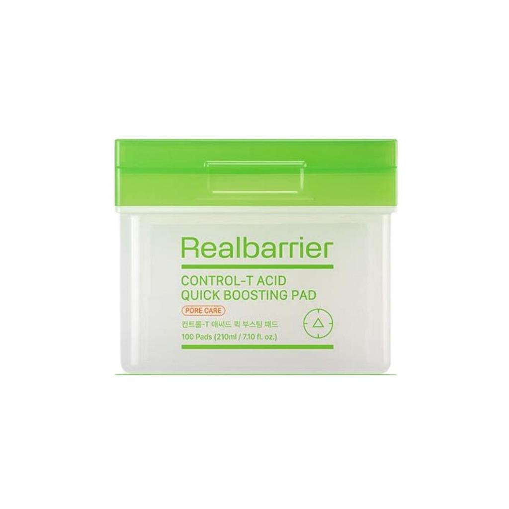 Real Barrier Control-T Acid Quick Boosting Pad 210ml 100 Pads Pore Refining Exfoliating Toner Pad for Sebum Control
