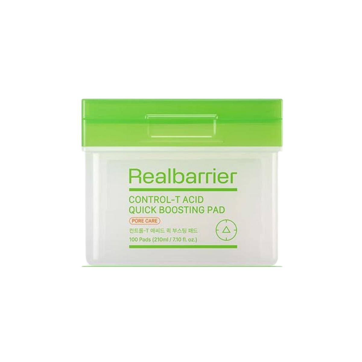 

Real Barrier Control-T Acid Quick Boosting Pad 210ml 100 Pads Pore Refining Exfoliating Toner Pad for Sebum Control