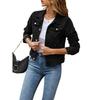 Fashion Women Slim Denim Jacket Casual Slimming Top With Pockets Blouse