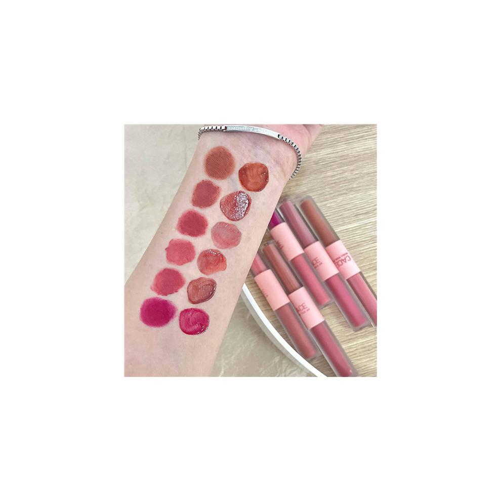 6 Farben 2 in 1 Doppelend-Lipgloss Liquid Lipstick Set