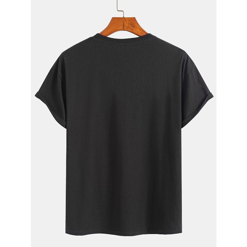 Men's 100% Cotton T-Shirt, Casual Round Neck Short Sleeve Breathable and Moisture Wicking for Outdoor Leisure