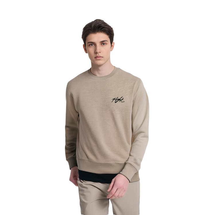 Jordan Flight Sweatshirts Men's Beige Yellow Crew Neck Moderate Regular DV1620-206