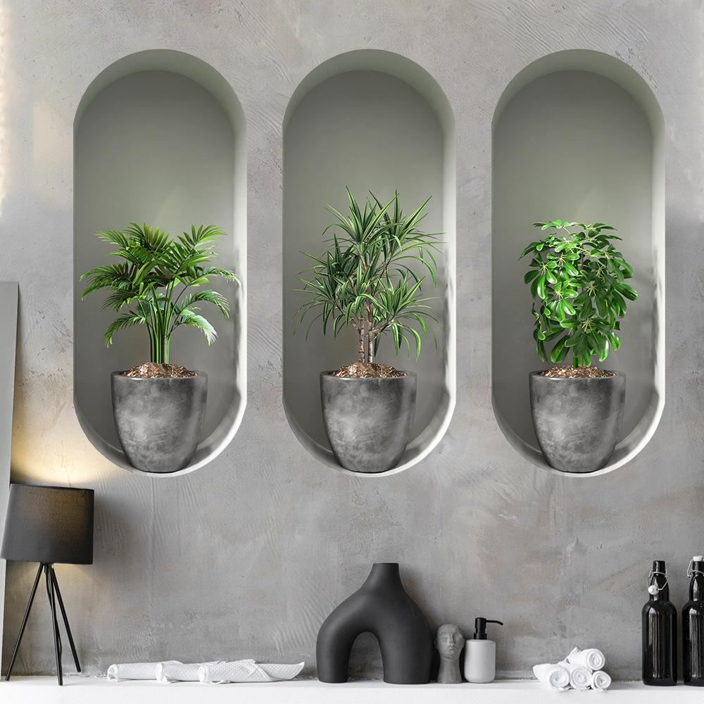 

Nordic style art, green plants, potted plants, leaves, wall stickers, multiple living room wall decoration paintings, stickers