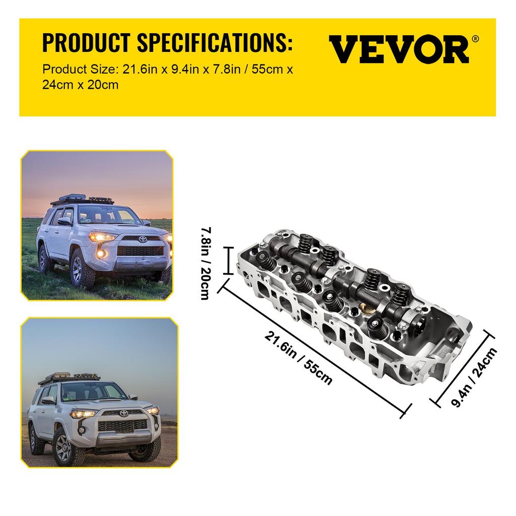 VEVOR Cylinder Head Fit For Toyota 4 Runner 185-95 Fit Toyota Pickup 85-95 2.4L