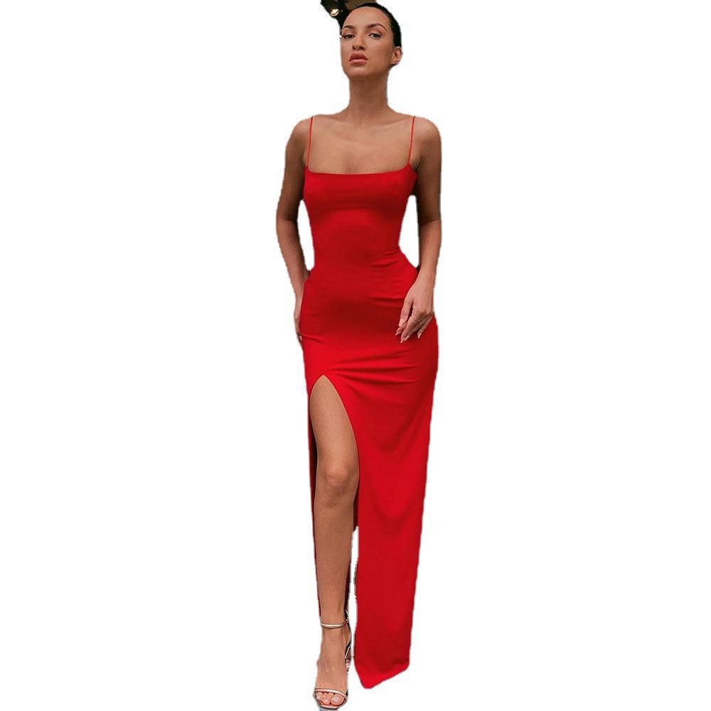 2022 Spring/Summer Women's Slimming Off-Shoulder Backless Slit Dress
