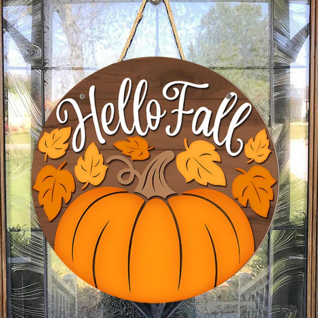 Fall Hanging Sign for Family Multifunctional,Round Wood Ornament Decoration for Wall,Office Front Door Living Room Farmhouse