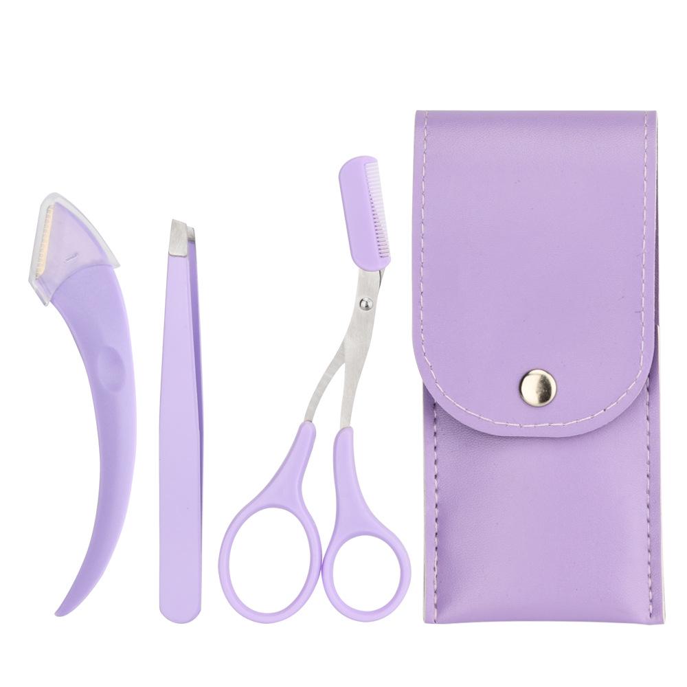 Meidao Stainless Steel Crescent Eyebrow Trimmer Set: Portable Oblique Clip and Scissors for Beginners