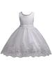 Vit ärmlös prinsessklänning med pärlor och puffig tyllkjol för småbarn 981
