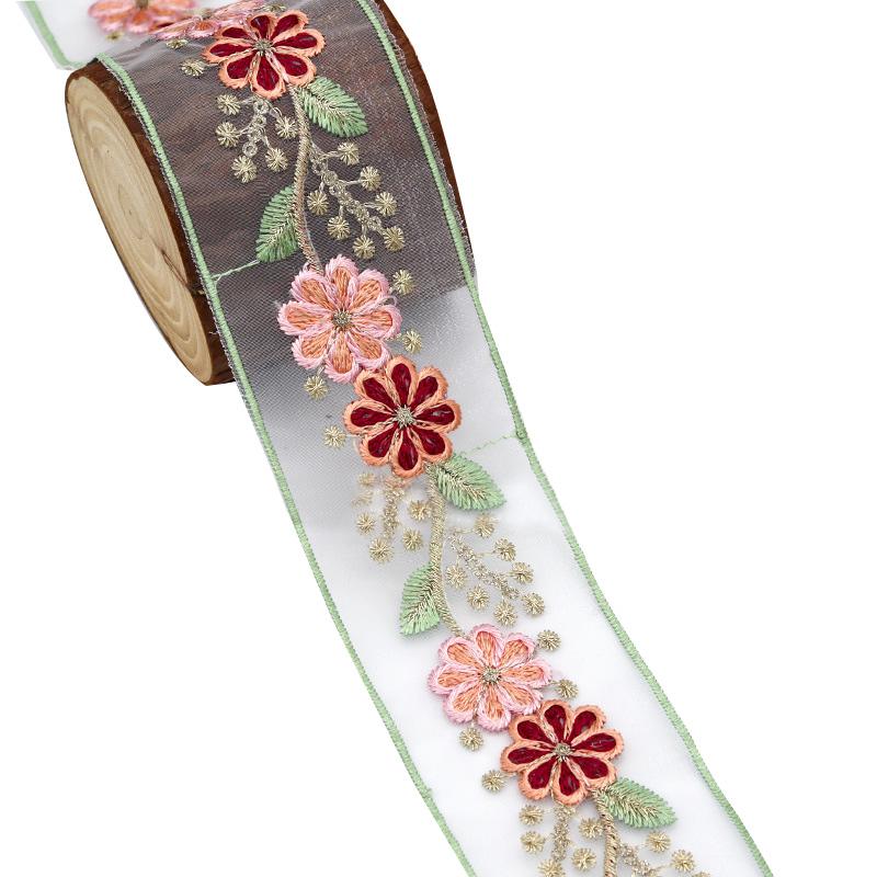 

1 рулон этнического стиля своими руками ручная работа 10 ярдов органзы вышивка кружево отделка одежды цветочная лента