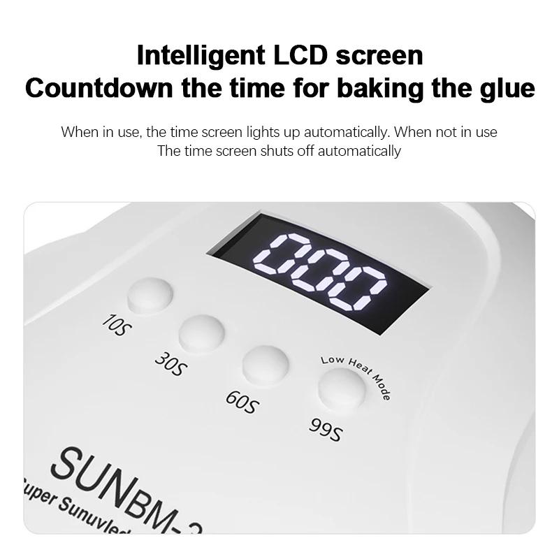 128W UV Gel Lamp for Nail 38 LEDs with 4 Timer Settings Smart Nail Dryer Quick-drying Nail Art Tools for Home Manicure Salon