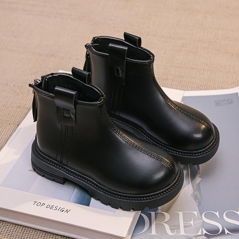 Boys and Girls Autumn 2025 New Children's Short Boots Korean Version Fashionable Simple Versatile Girls Leather Boots Round Head Single Boots