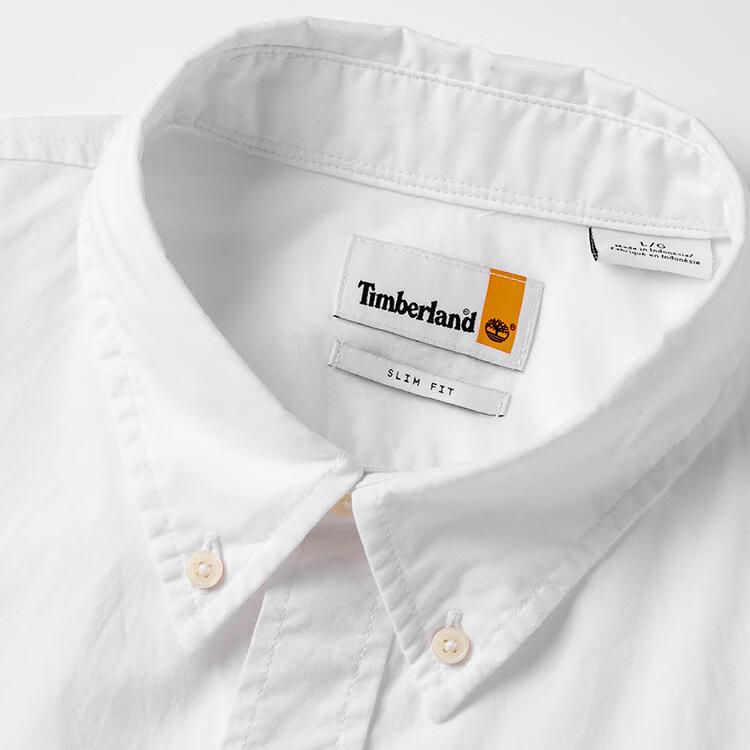 Timberland Einfarbig Marke Logo Druck Elastisch Bequem Langarm Shirt Herrenhemden Weiß A2ERT-100