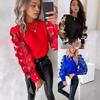Autumn Women's Fashion Round Neck Petal Sleeve Long Sleeve Blouse Shirt