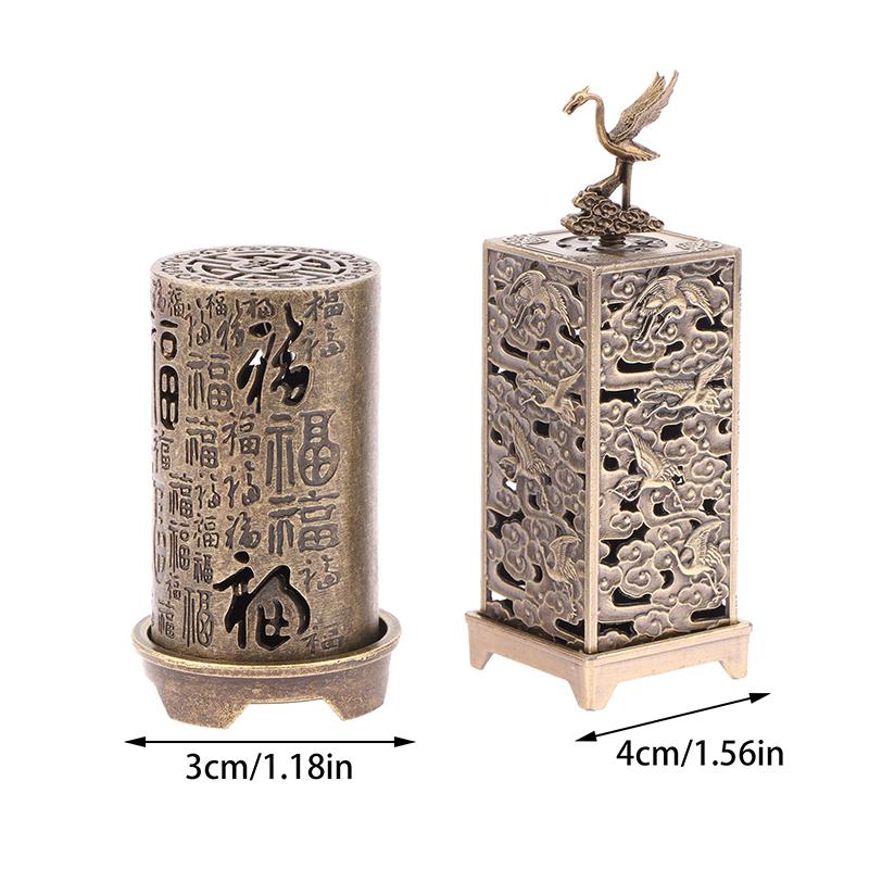 Alloy Censer Incense Holder Square Cylinder Vertical Incense Burner Indoor Aromatherapy Home Ornament Chinese Incense Burners