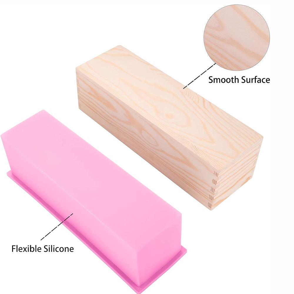 1200ml Silicone Soap Mold with Wooden Box & Cutter - DIY Soap Making Tool Set