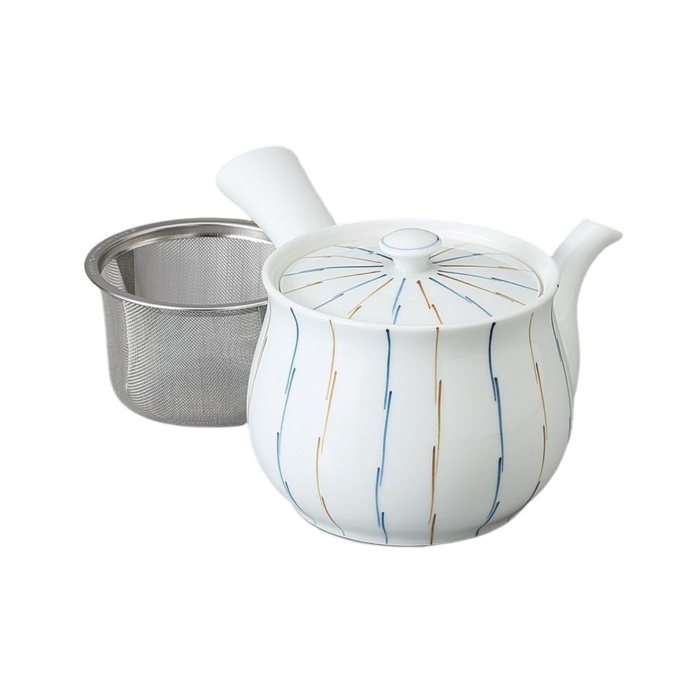 650cc Arita Ware Teapot with Straw and Straw Grass Design Steel with Extra Made in Porcelain Ale-net (Stainless Strainer) - Large, Japan,