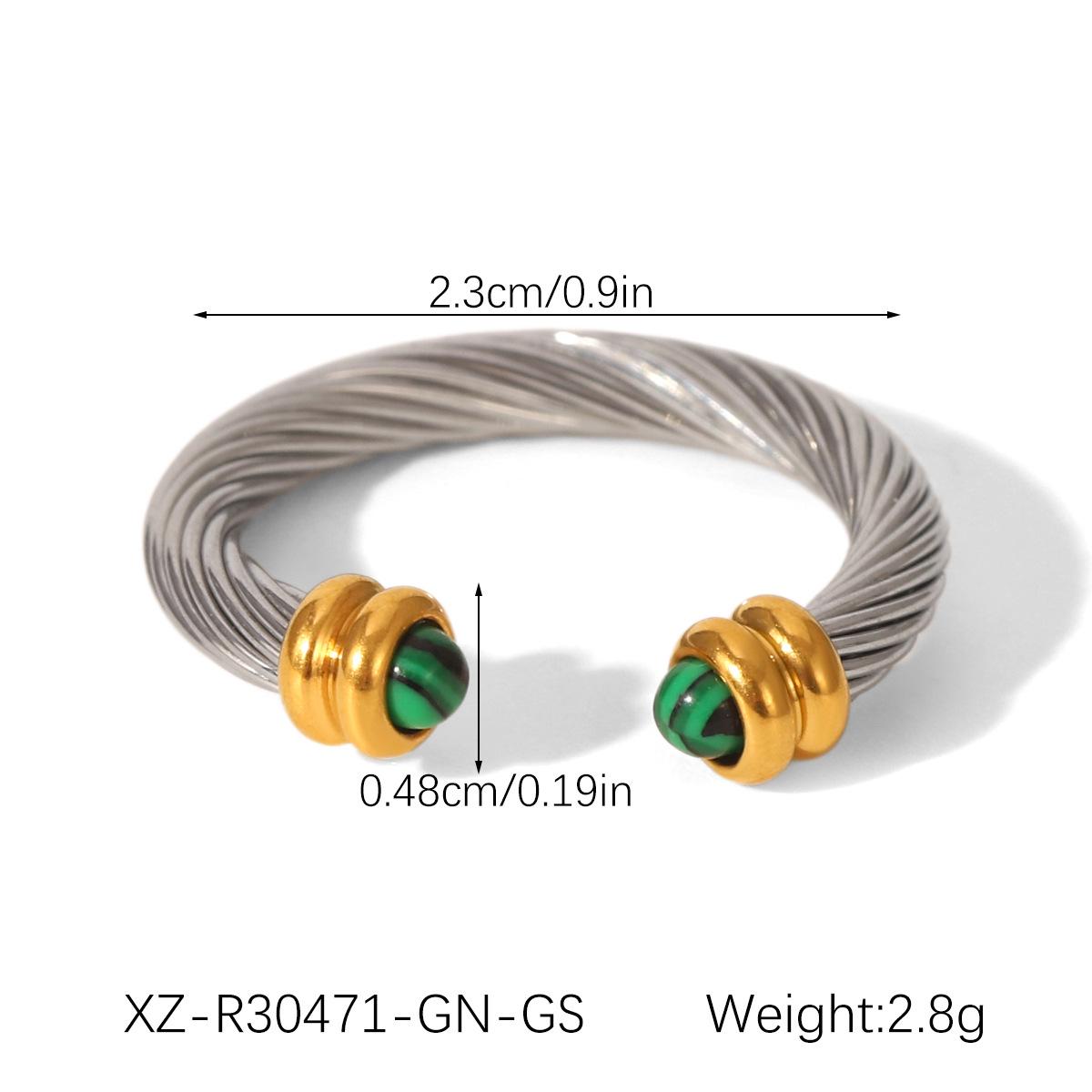 

Европейское и американское кольцо из нержавеющей стали с натуральным камнем - Женское минималистичное роскошное титановое спиральное кольцо