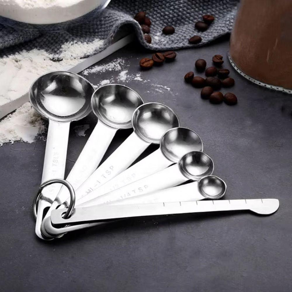With Scale Measuring Spoon Set Stainless Steel Kitchen Measuring Cup  Seasoning Measuring