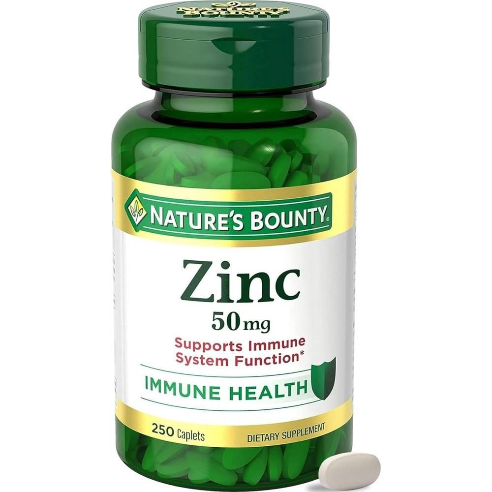 Nature's Bounty Sugar-Free Zinc 50mg Skin Health Supplement 250 Tablets 1 pcs