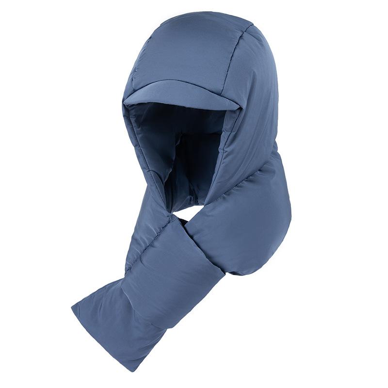Winter warm scarf integrated pullover hat outdoor skiing travel cold warm thickened down neck scarf women