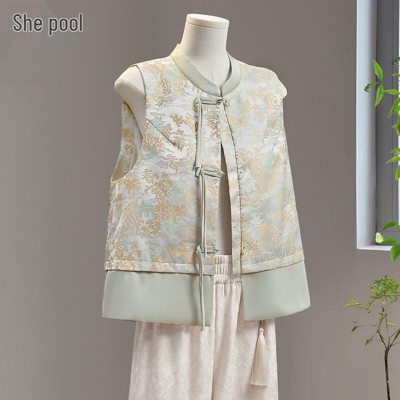 Women s New Chinese Style Jacquard Sleeveless Vest S