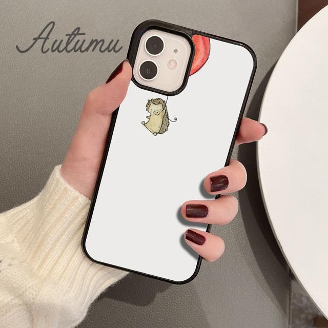 Hedgehog and Balloon Phone Case for iPhone 11 12 13 14 Pro Max Mini X XR XS SE 2020 6S 7 8 Plus Samsung Galaxy S21 S22 Shell