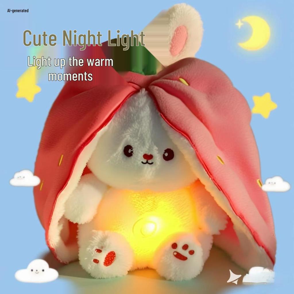 Luminous Strawberry & Radish Rabbit Soothing Plush Toy