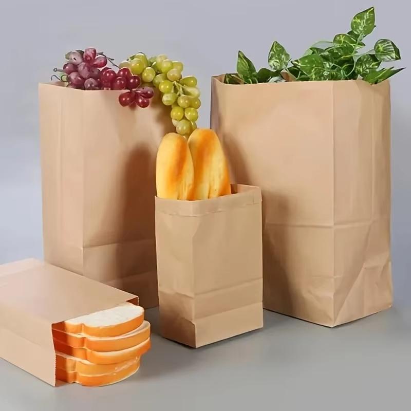 10 Pack Kraft Paper Bags Sturdy Square Bottom Multiple Sizes Reusable Recyclable for Grocery Retail Packaging