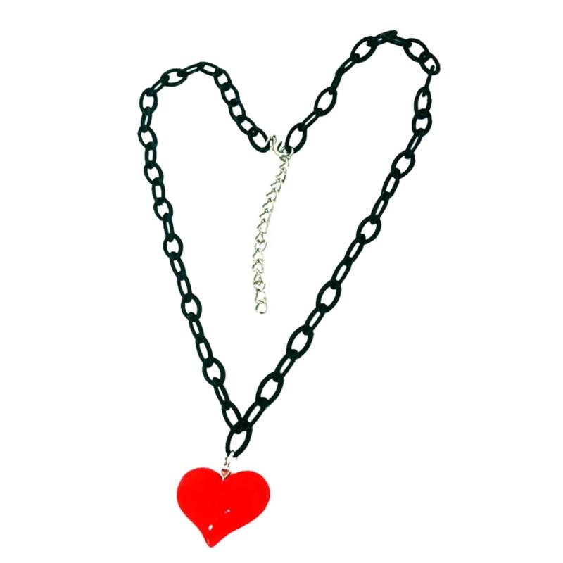 

Эстетическое ожерелье Y2k с красным сердцем любви для женщин, модное ожерелье в стиле хип-хоп с розовым сердечком, ожерелье Rave Gift, ювелирное украшение