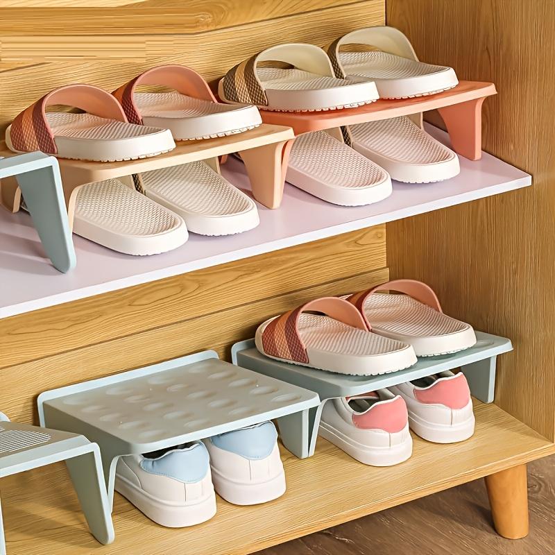 7pcs-double-layer Shoe Rack Organizer-stable Plastic Shoe Rack with Multiple Compartments,space-saving and Easy To Assemble