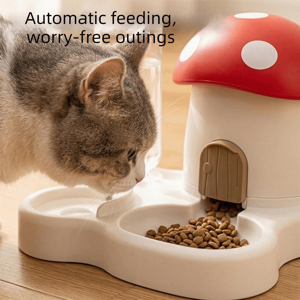 2 in 1 Mushroom Pet Automatic Feeder Large Capacity Cat Water Dispenser  Multi-Pet Household