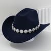New Top Hat Western Cowboy Hat Metal Flower Rhinestone Gem Hat Chain Accessories Hat Strap Hat