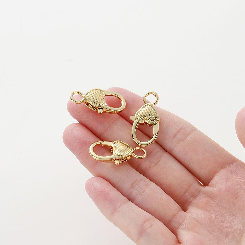 5pcs/lot 14K 18K Gold Color Plated Love Heart Lobster Clasps Necklace Chain End Connectors For DIY Jewelry Making Findings