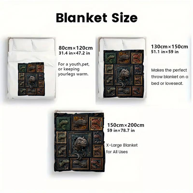 Dinosaur Breakthrough Frames 2D Flat Pattern Flannel Blanket, High quality All Seasons, Home Decor, Warmth and Comfort, Perfect for Christmas Gifts.